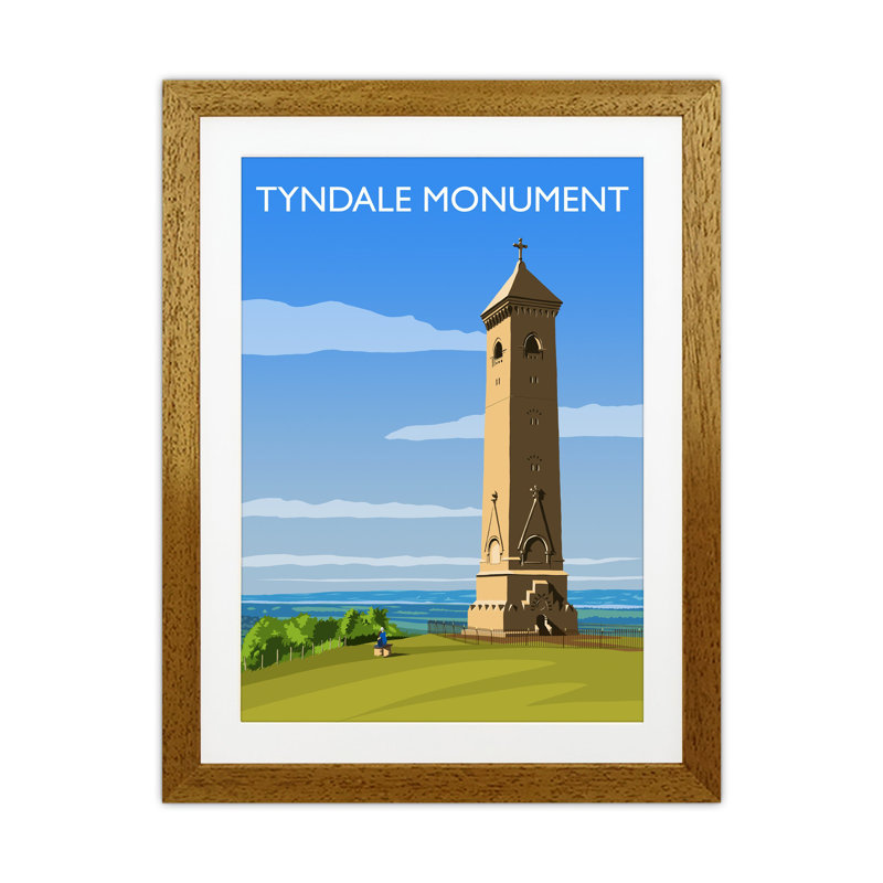 Tyndale Monument by Richard O'Neill - Print, 43.5cm H x 33.5cm W x 3cm D, Brown Framed