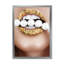 Bouche de feuille d'or avec perles - Photographie sur toile-59842407-59842406