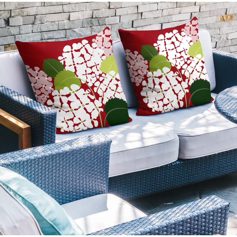 Housse et insert de coussin décoratif intérieur / extérieur en polyester / mélange de polyester, L 15 po x H 15 po, Rouge