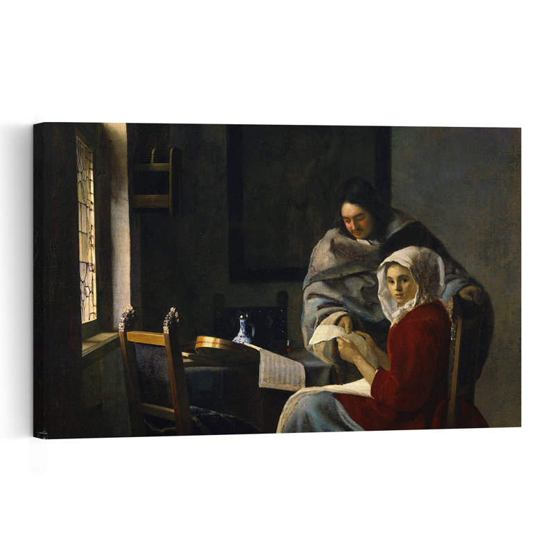 Girl Interrupted At Her Music, C.1658-69 Traditional Abstract Contemporary Wall Art Print 1 Piece Wrapped Canvas Wall Art