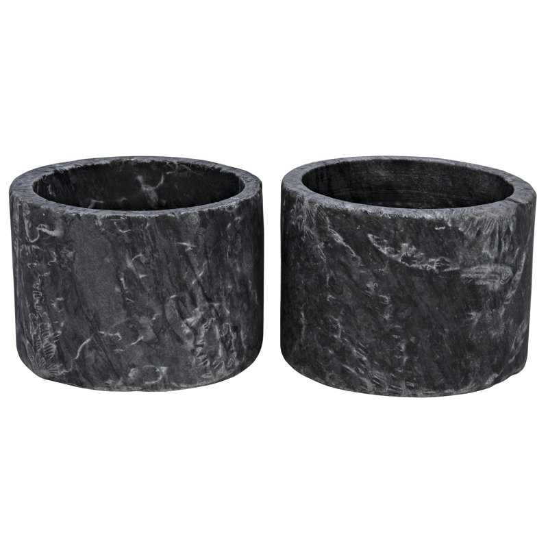 Ensemble de 2 votives en marbre Syma, Noir