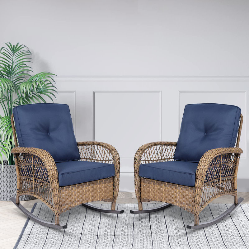 Chaise berçante 2 pièces Dayhsaun, Bleu marine