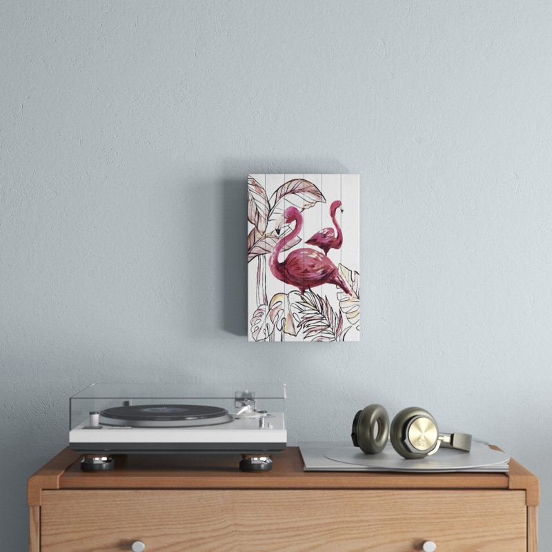 « rose flamant rose i »-impression sur bois, H 18 po x l 12 po