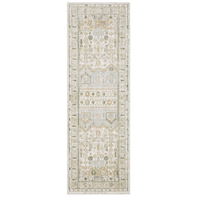 Lainey Vintage Tribal Medallion Pale Beige Area Rug