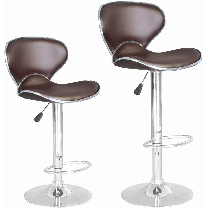 Tabouret de bar rembourré à hauteur réglable avec dossier Bigler, Brun