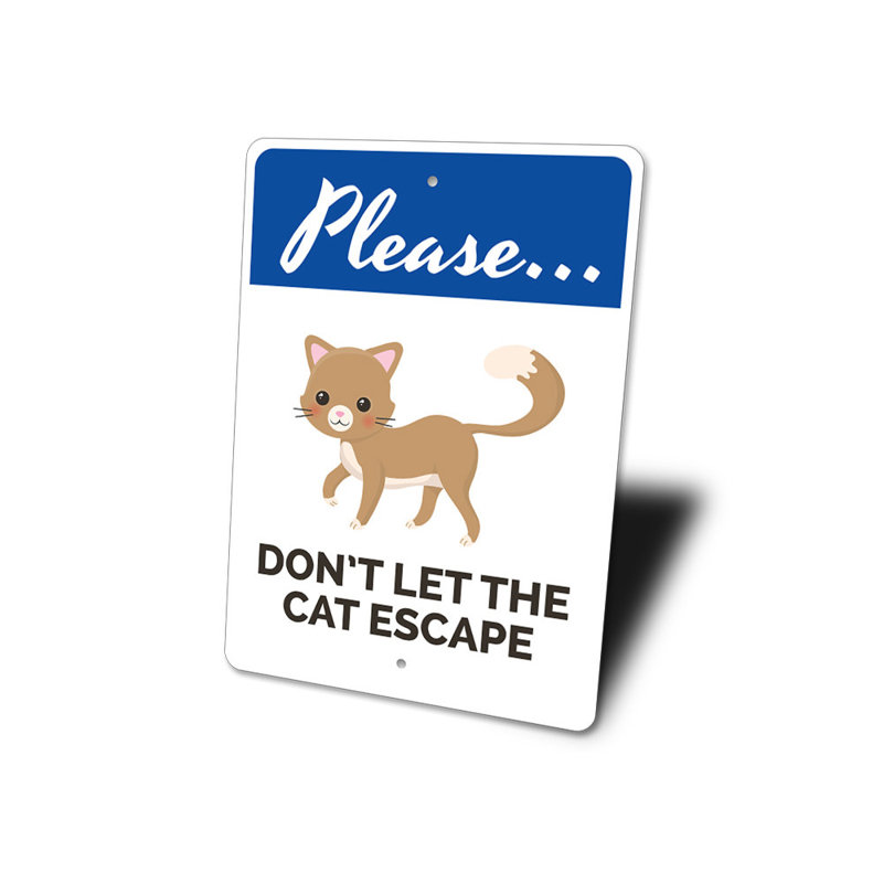 Cat Warning Sign, 14" H x 10" W x 0.04" D
