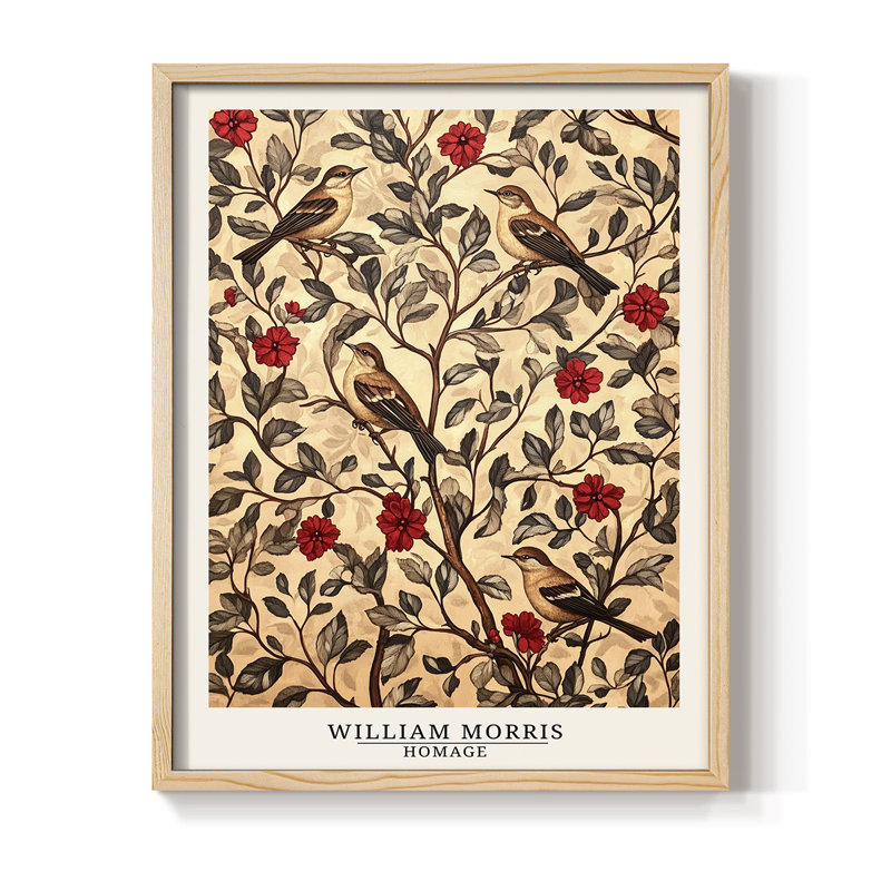 Imprimé encadré en bois massif de la série C de William Morris, Naturel, H 15 po x l 12 po