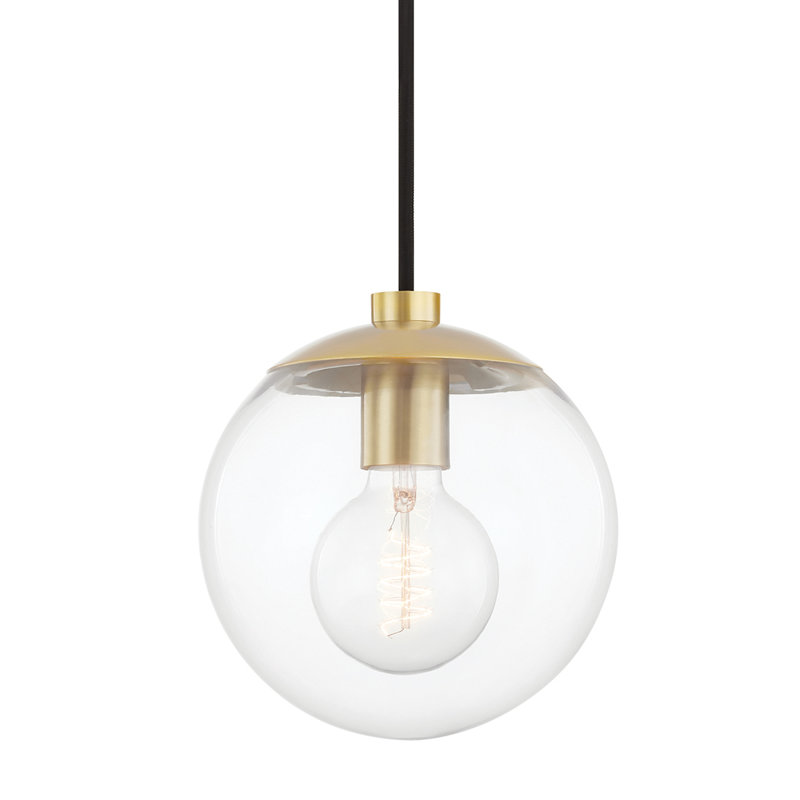 Meadow 1 Light Pendant, Aged Brass