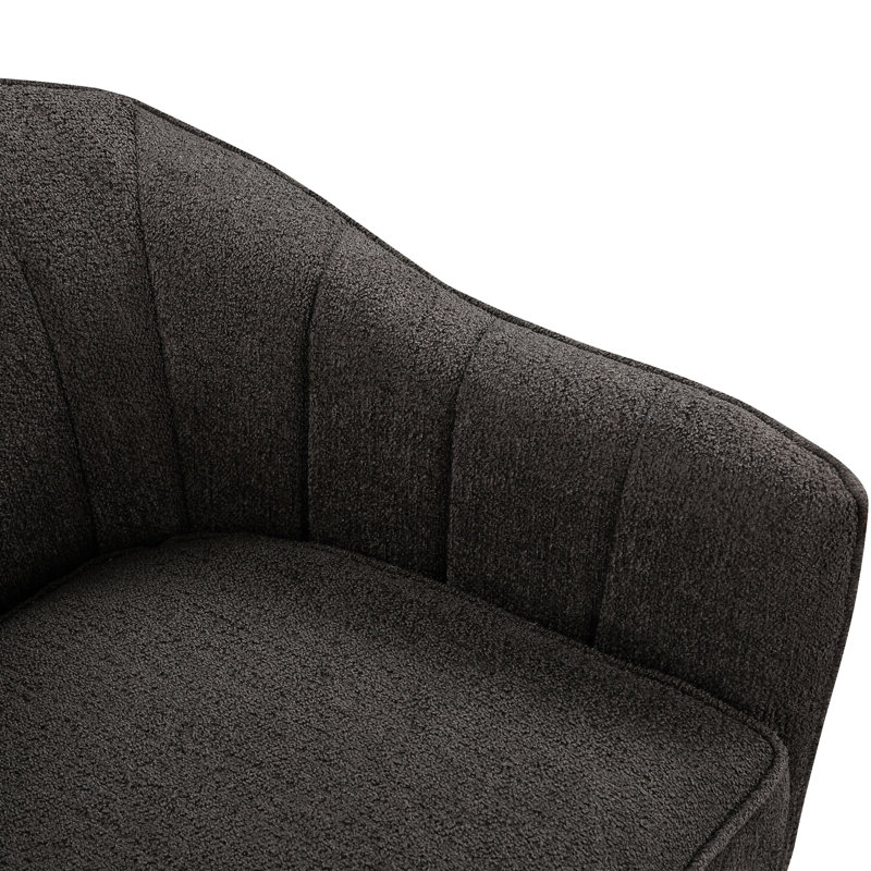 Chaise de style Mid-Century moderne, tissu gris anthracite texturé, pieds en bois massif brun, hauteur de 30 po, style décoratif de chaise, rembourrage en mousse, H 31 po x 30 po, tendance