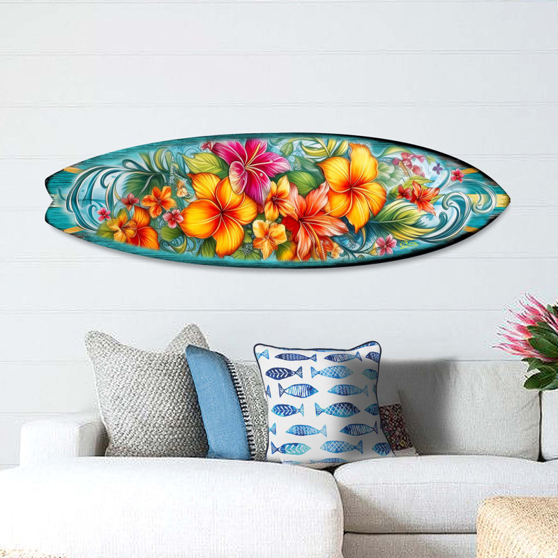 Handmade Nautical & Beach Wall Decor on Wood, 17" H x 60" W x 1" D