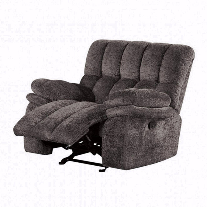 Fauteuil coulissant de style transitionnel avec finition inclinable en gris foncé avec accoudoirs inclinables et haut en mousse pour salon principal