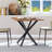 Rustic Square Side Table, X-Frame Metal Legs with Wood Grain Tabletop, Industrial Accent End Table for Living Room, Bedroom & Home Office, Brown, 31.5 x 31.5 x 29.5 Inches-1610990803