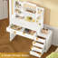 Dressing Table with Mirror and Lights, 6 Drawers, 6 Storage Shelves, 10 Bulbs, 3 Light Modes with 6 Brightness Levels, Vanity desk, White