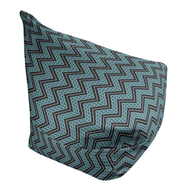 Housse de sac à billes à chevrons à la main classic, H 27 po x L 30 po x P 25 po, Bleu sarcelle / blanc, Bourre en polyester