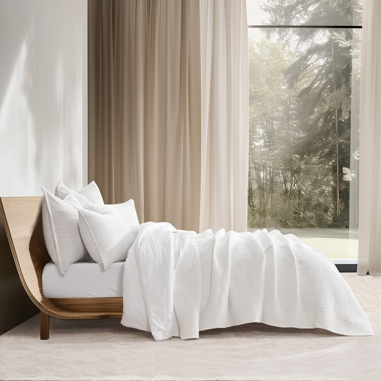 Velvet Quilt Set, King, White