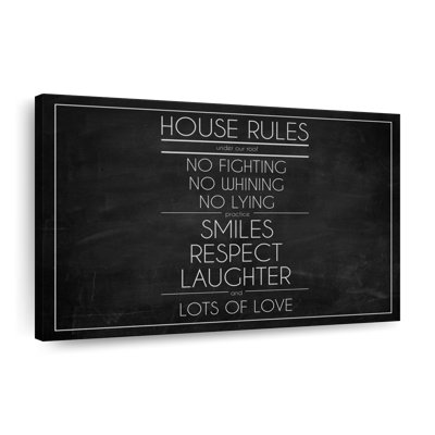 «Chalkboard Family Rules» sur impression sur toile