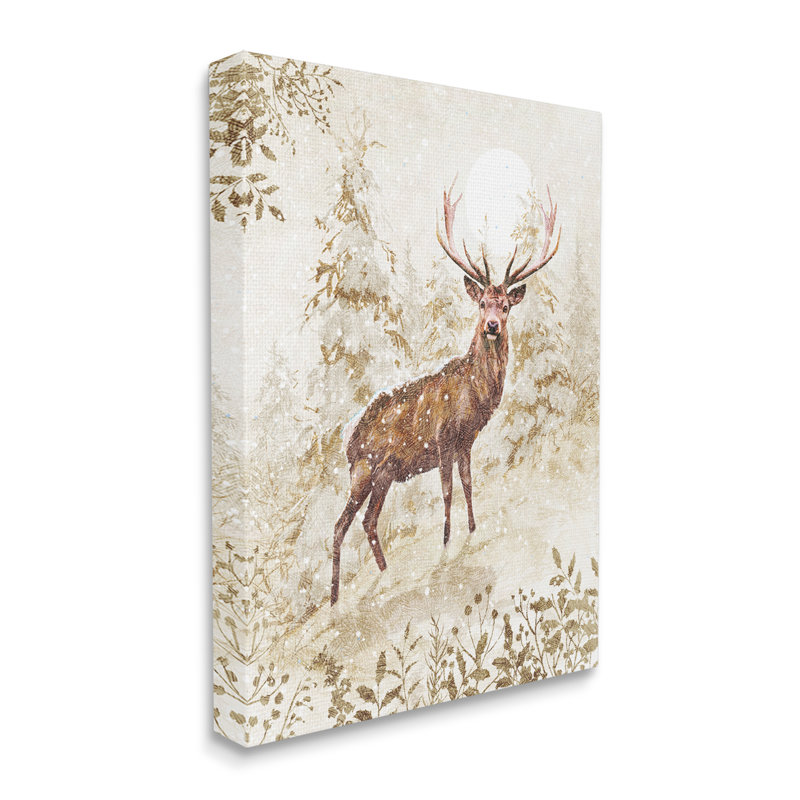 Peinture sur toile Elk Snow, H 20 po x l 16 po x P 1,5 po