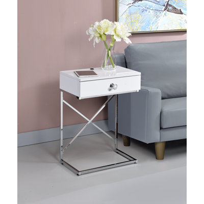C Table End Table with Built-In Outlets