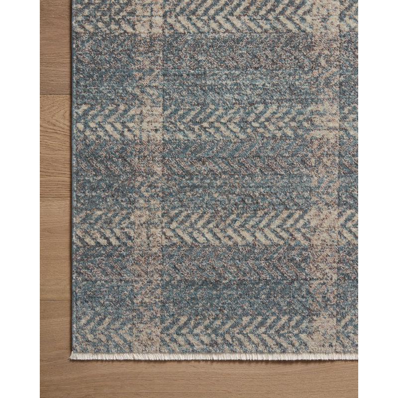 Angela Rose Blue and Beige Wool Synthetic Area Rug 7'-10" x 10'