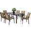 Outdoor 7 Furniture - Table rectangulaire brune et 6 chaises empilables pour la cour arrière