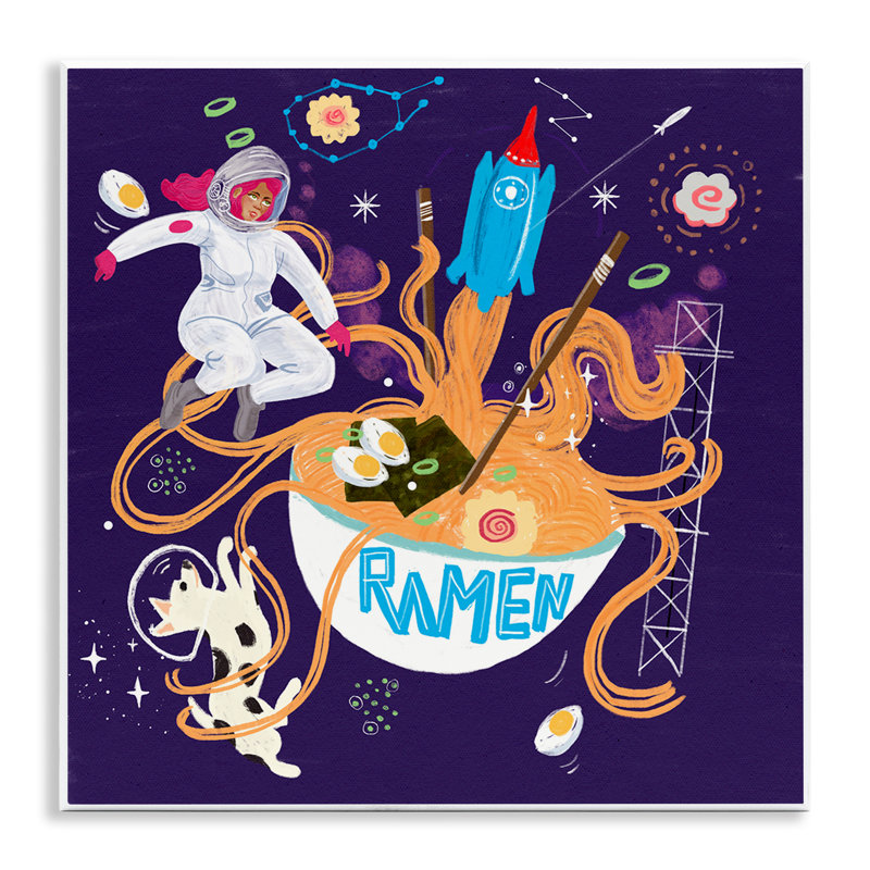Plaque murale fantaisiste Ramen in Space, design par Juliet Rose Philips