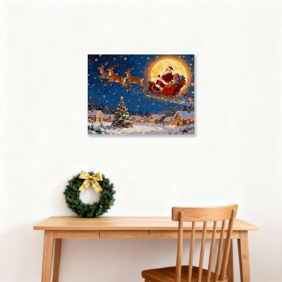 «Santa Sleigh Reindeer», art mural sur toile