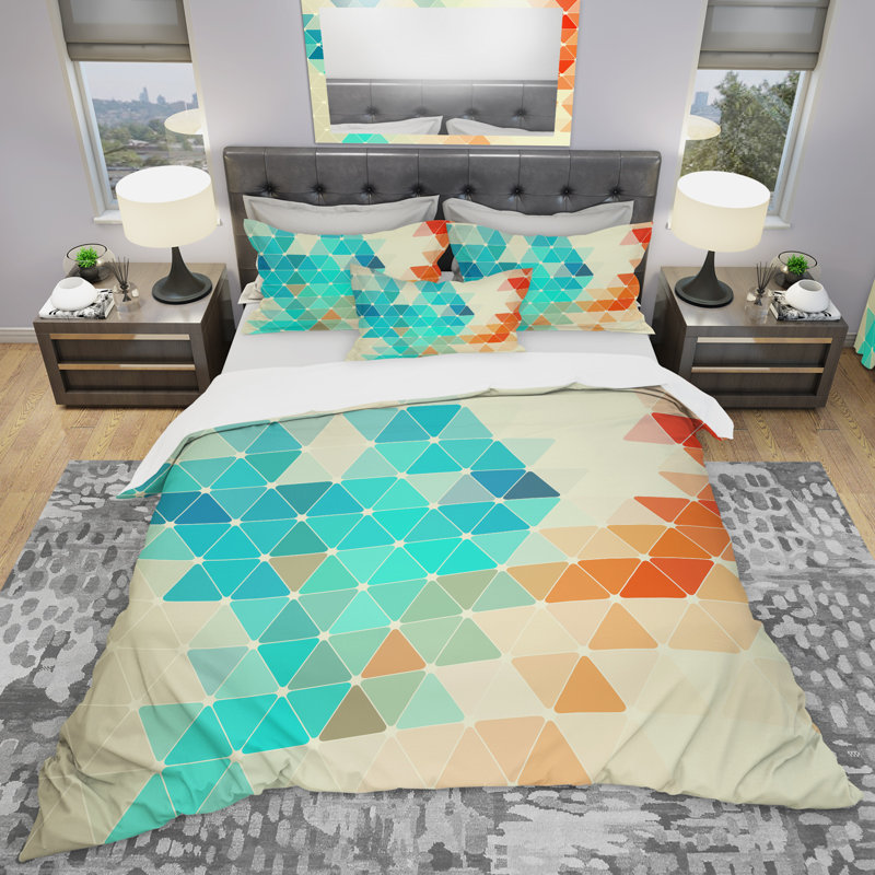 Ensemble de housse de couette moderne, Housse simple + 1 taie décorative