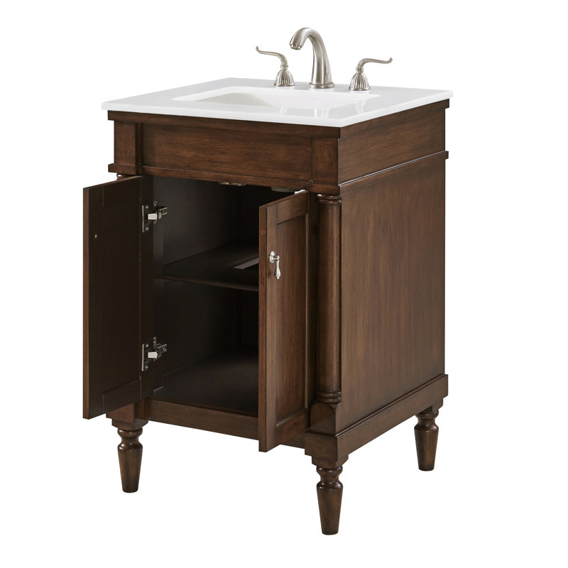 Ensemble de meuble-lavabo simple 24 po Lexington, Noyer, Blanc ivoire
