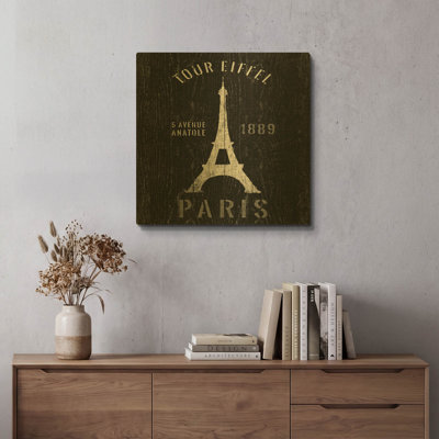 «Eiffel Tower» par Wild Apple Portfolio, art mural en métal doré, 24 po x 24 po