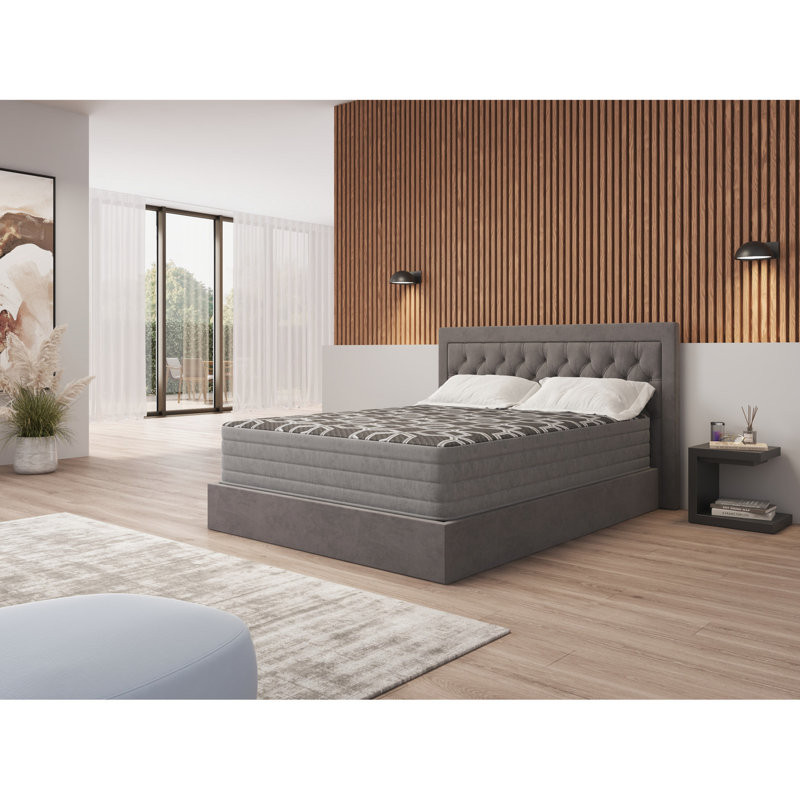 Matelas de 12 po de taille moyenne - Double avec couvre-lit de sommeil frais, cuivre, argent, graphite, ressorts de 2 po à bruit réduit, gel intégré, réduction de mousse