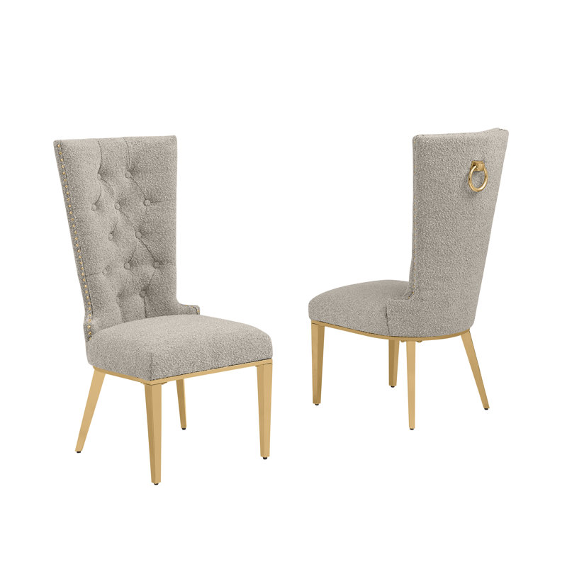 Chaises d'appoint Elegant Boucle, Gris, Doré
