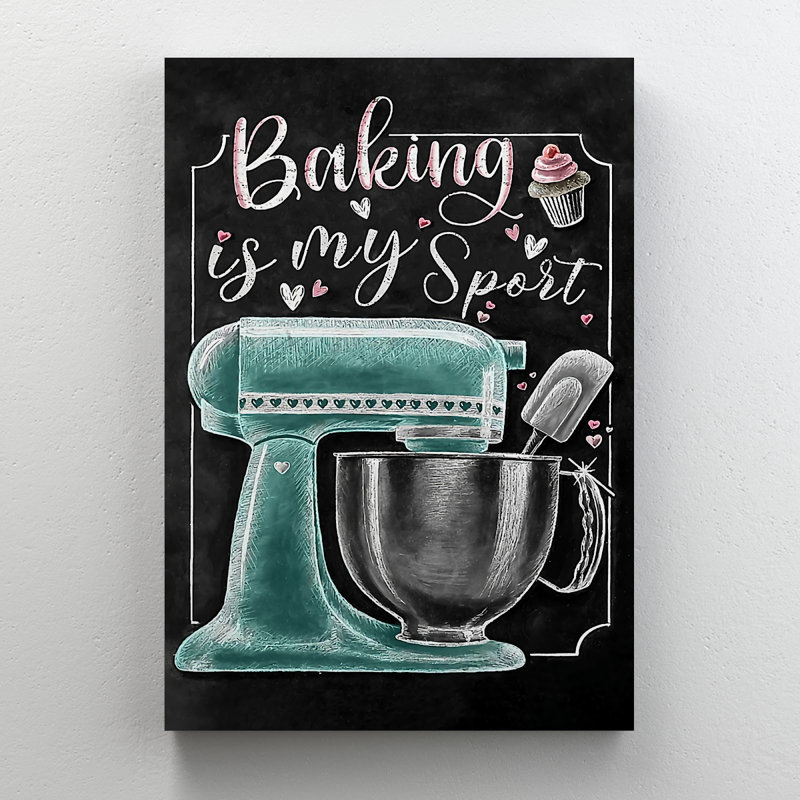 Baking Machine on Black Background - Wrapped Canvas Graphic Art, 14" H x 11" W x 2" D