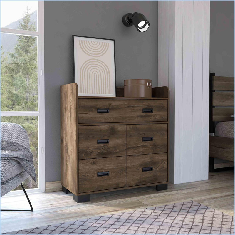 Commodes à 4 pieds, 5 tiroirs (4 simples et 1 double), plateau spacieux | Blanc | Panneau de particules, Blanc