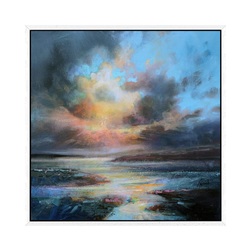 Opening by Scott Naismith - Painting on Canvas, 45.72 cm H x 45.72 cm W, White Framed
