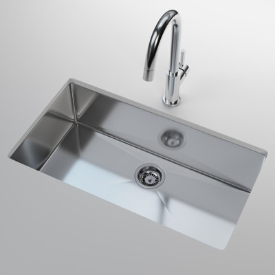 Cantrio KSS-3218-1 32 inch 18-Gauge 304 Stainless Steel Undermount Kitchen Sink