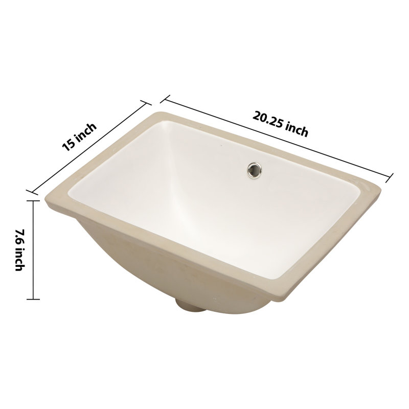Lavabo de salle de bain rectangulaire en céramique avec trop-plein 20,25 "X 15"