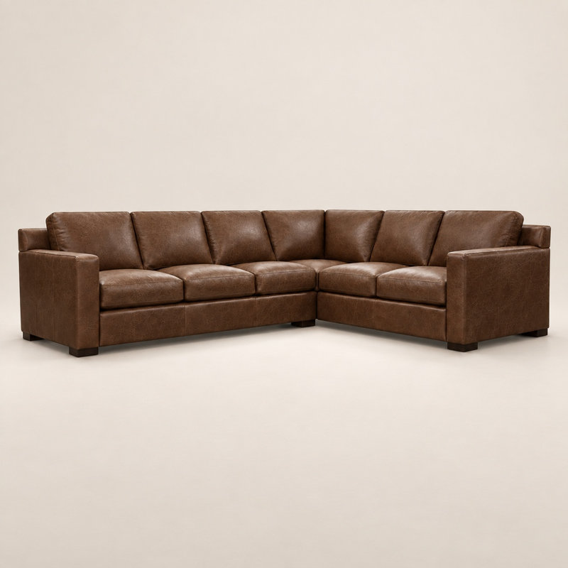 Madison RC Corner Sophisticated 100% Top Grain Leather Sofa, Made to Order, Berkshire Cuero