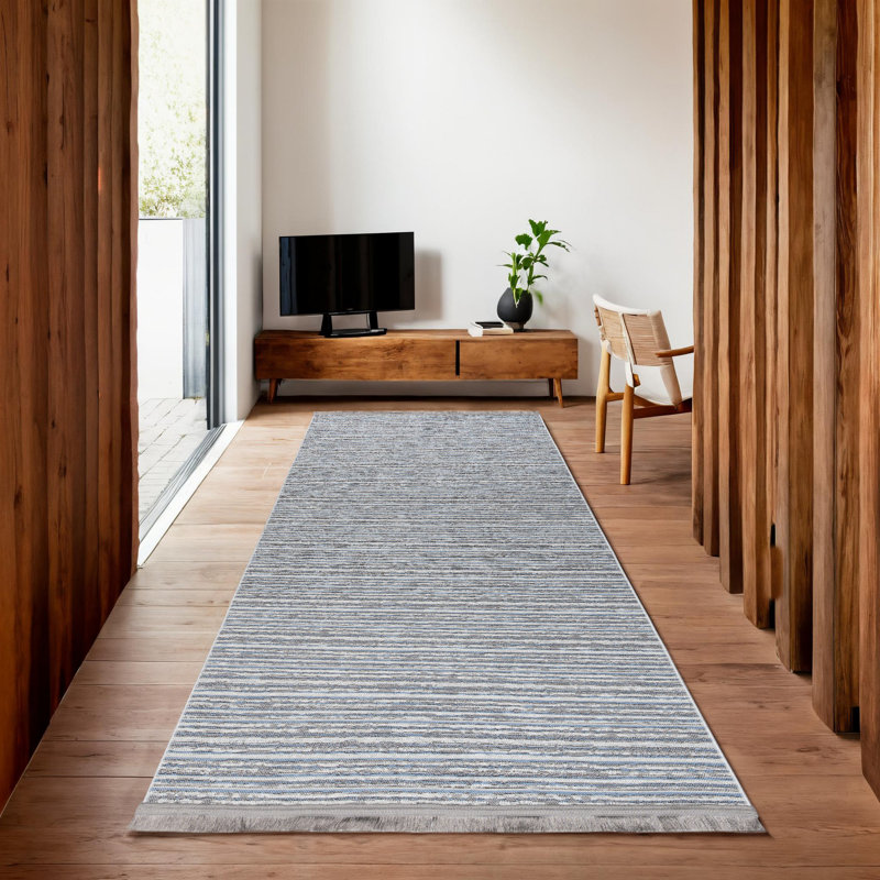 Premium Hall Carpet, 3.3 x 6.6 ft, Blue | 64% Cotton, 21% Polyester, 15% Chenille | Machine Woven, Antibacterial, 1.45 lbs/sq ft, 0.24 in Pile Height | Easy to Clean, Washable, Stylish for Home Décor