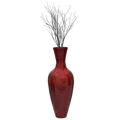 Vase rempli de branches: grand vase en bambou rouge de 37 po et branche de brindille de 37 po pour des touches élégantes et rustiques, pour toute salle à manger, salon, entrée ou bureau