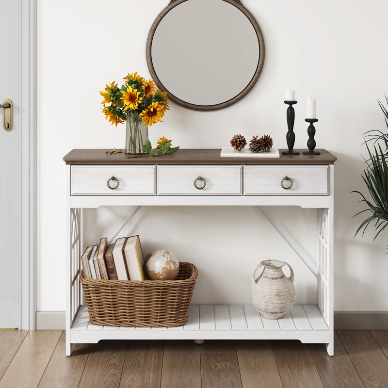 Console Table With Drawers,farmhouse Entryway Table With Storage