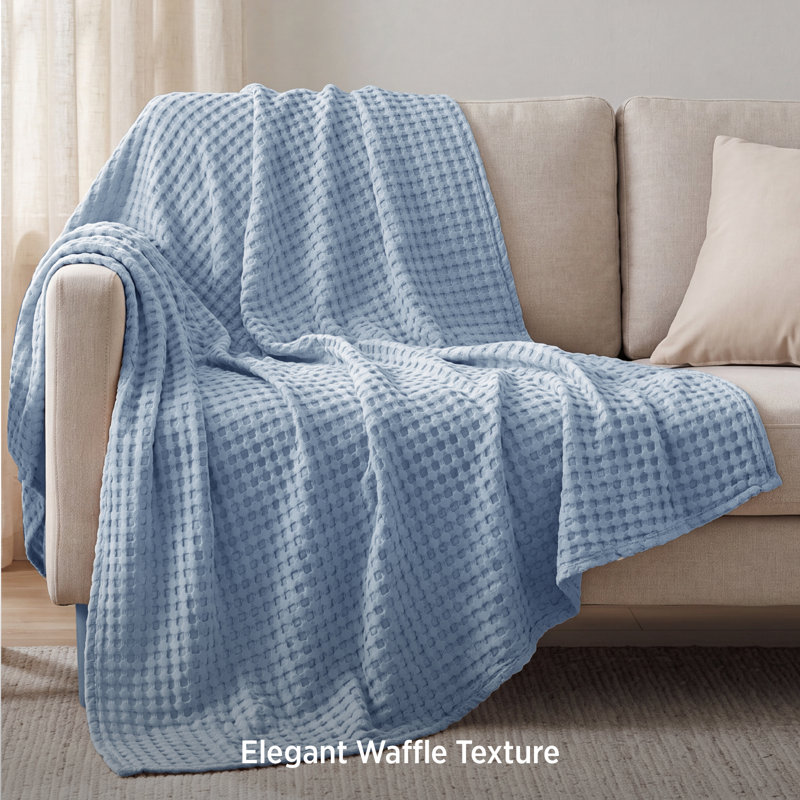 Bedsure Cotton & Rayon from Bamboo Waffle Blanket, Lightweight and Breathable for Year-Round Comfort, Twin XL, Allure