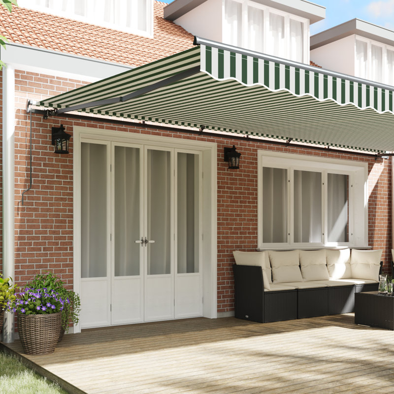 Highland Dunes 600cm W x 350cm D Polyester Cover Retractable Patio Awning
