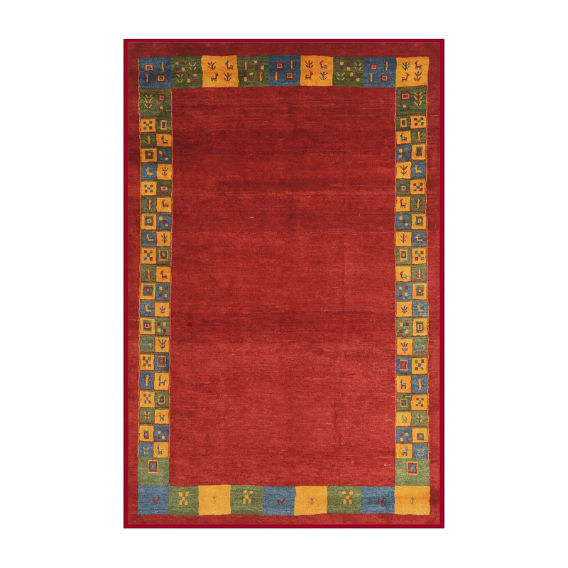 Tapis abstrait rouge / vert Leyte, Rectangle 2 pi x 3 pi