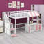 Lit mezzanine avec design cabane de jeu, marches de rangement, éclairage DEL et placards sous le lit-2090666725-2090666726