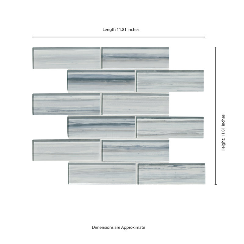 Subway 12 in. x 12 in. Glossy Glass Mosaic Wall Tile, Leclair