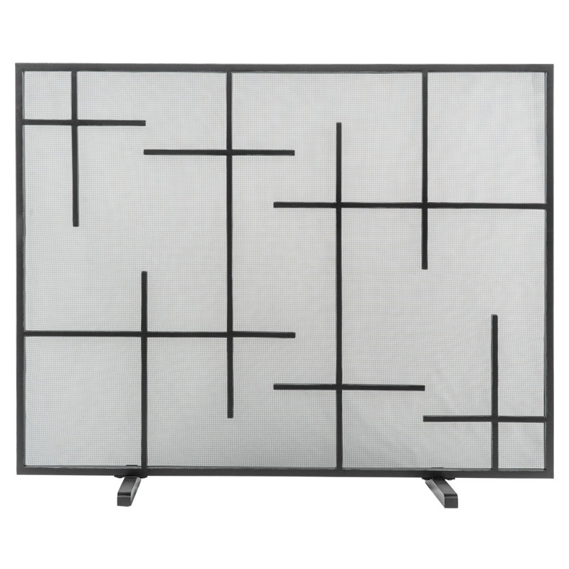 Boston Steel Fireplace Screen, Flat Black