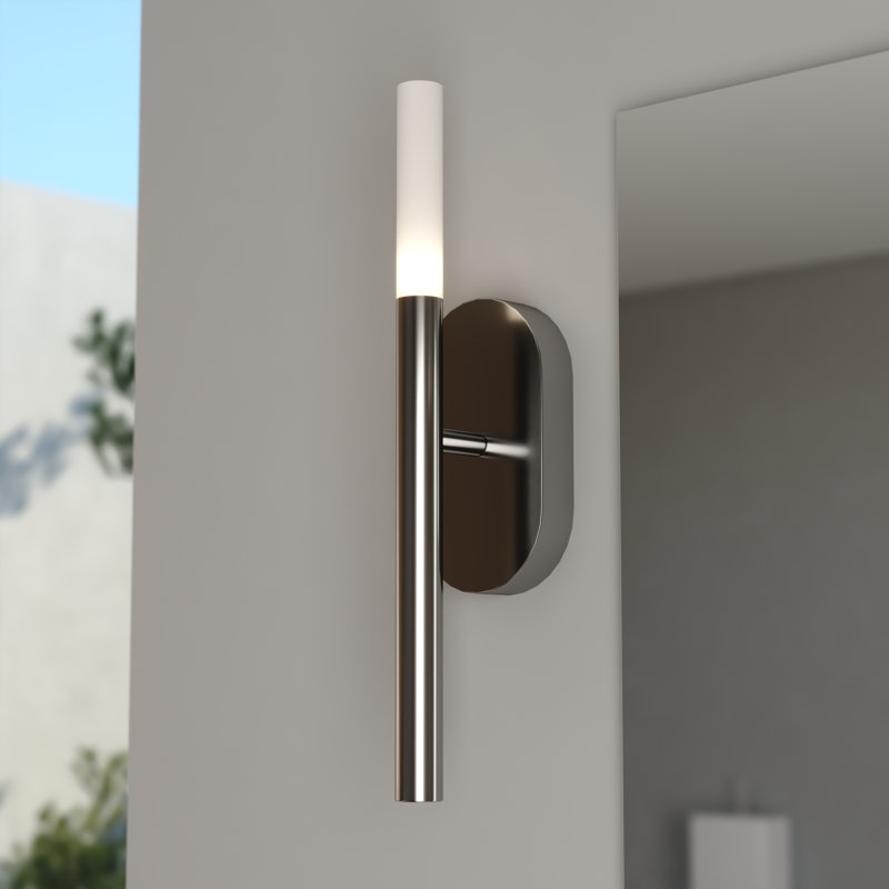 Davarian 1 Light Integrated LED Contemporary Wall Sconce White Acrylic, Chrome