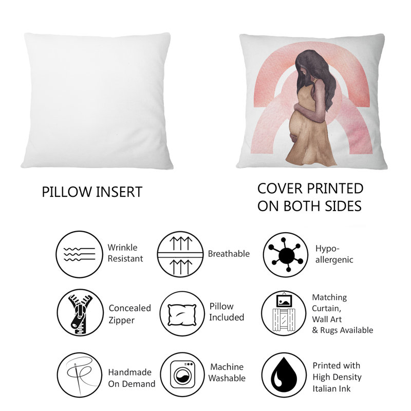 Coussin décoratif à imprimé glamour jeune femme enceinte IV 12 po x 20 po