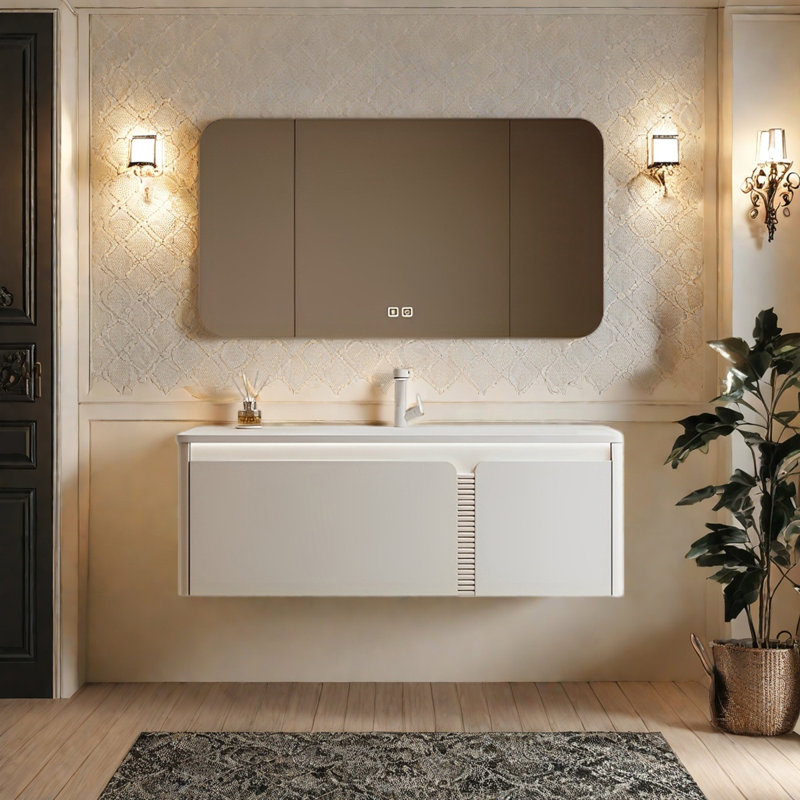 Modern Style Bathroom Cabinet, Cream, 19.68" H x 47.24" W x 21.65" D