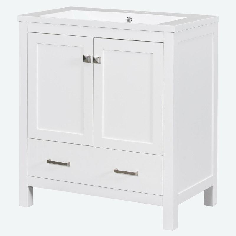 Meuble-lavabo simple 30 po avec plateau en résine Roseleen, Blanc